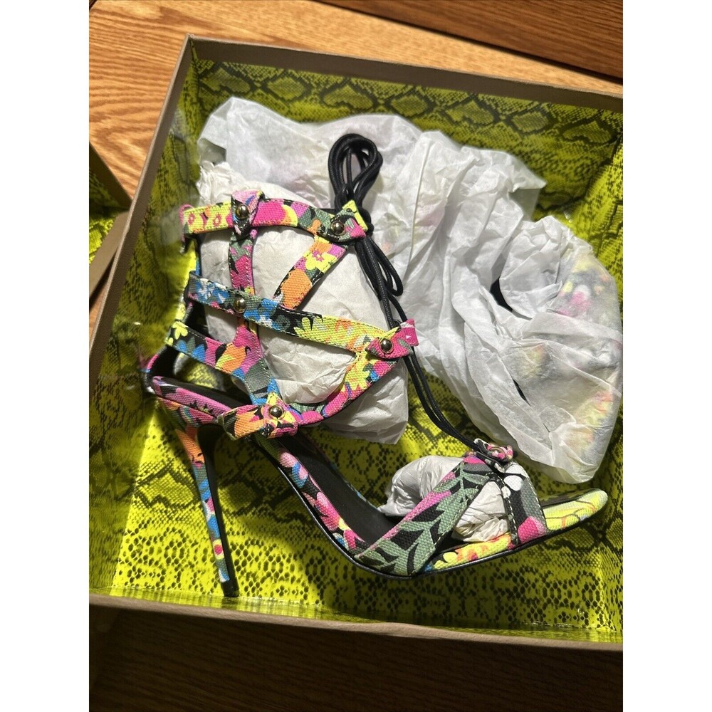 Privileged by J.C Boalt Multi Colored Floral Print Heels Strappy Women's 8 New